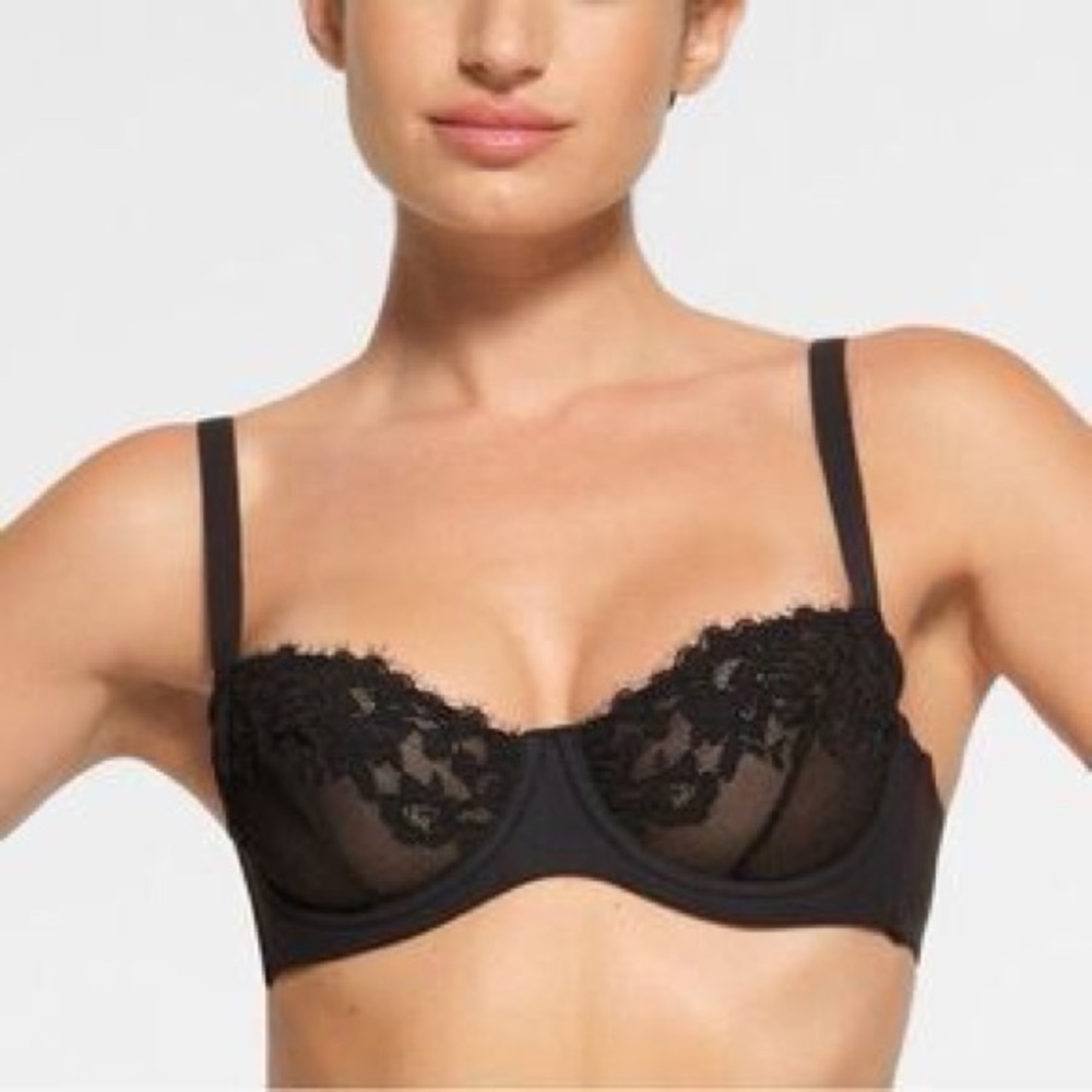 Skims Black Lace Balconette Bra
